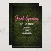 Salon Opening Neon Boxwood Invitation (Front/Back)
