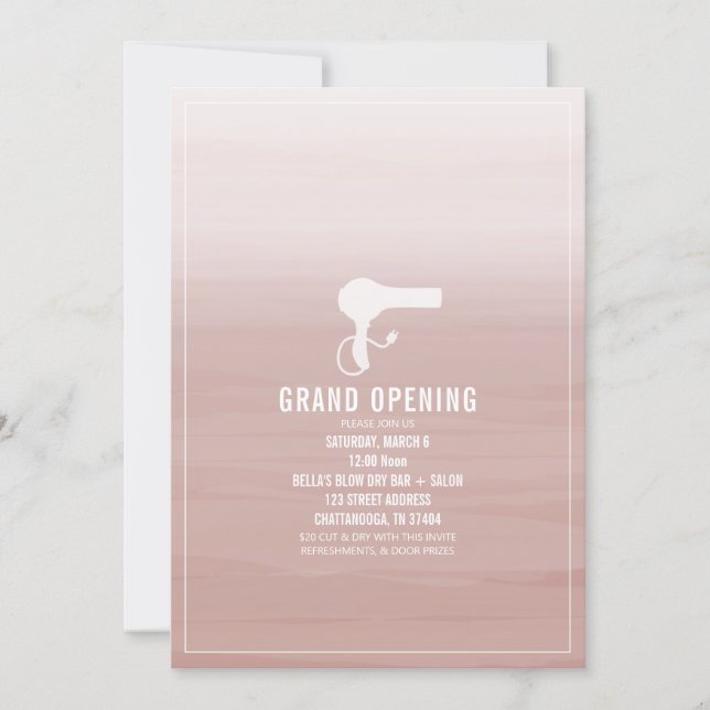 Salon Opening Pink Ombre Invitation (Front)
