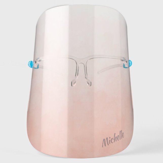 Salon or Boutique Ombre Peach with Name Face Shield (Front)