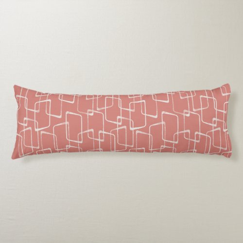 Salon Pink Retro Lino Print Geometric Pattern Body Pillow