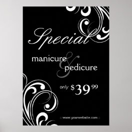 Salon Poster Spa Black & White Swirls