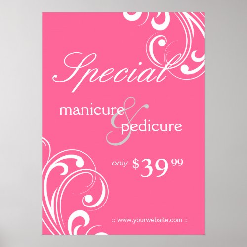 Salon Poster Spa Pink  White Swirls 2