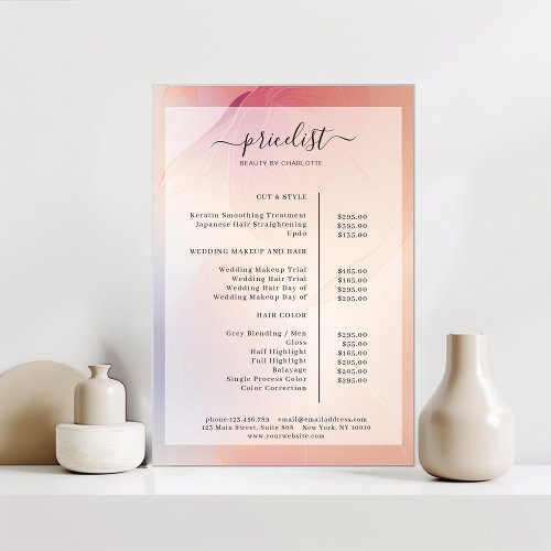 Salon Price List Poster