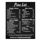 Salon Price LIst