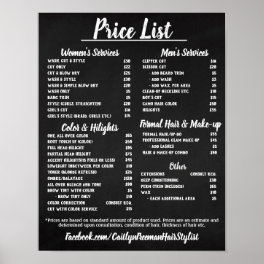 Salon Price LIst Poster