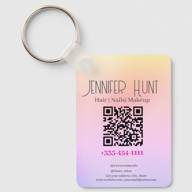 Salon QR code Modern  Keychain (Front)