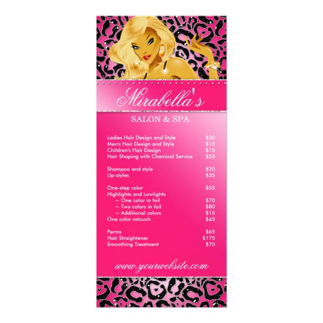 Salon Rack Card Jewelry Tanning Pink Sparkle Bla (Front)