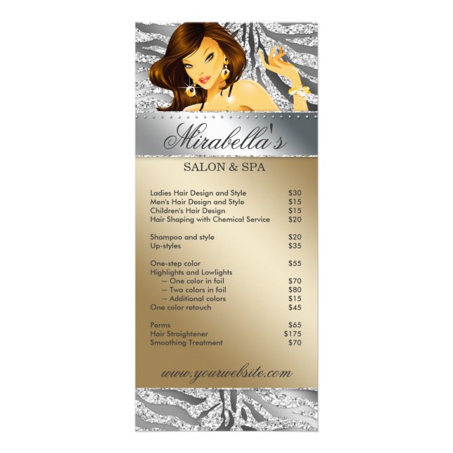 Salon Rack Card Jewelry Tanning Silver Sparkle (Front)