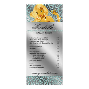 Salon Rack Card Jewelry Tanning Teal Sparkle