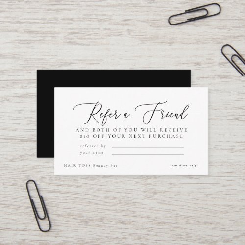 Salon Refer a Friend Discount  Business Card