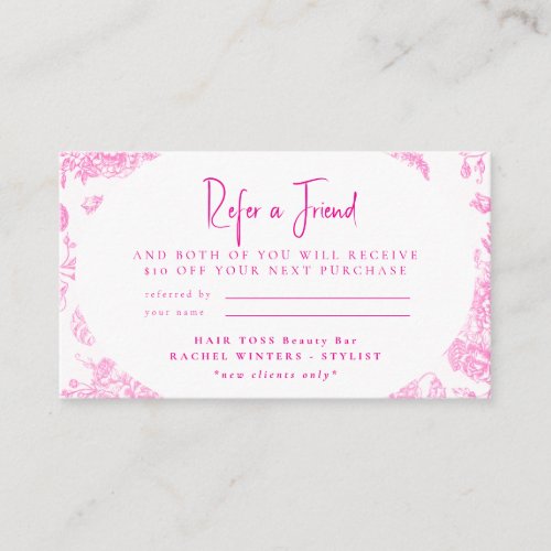Salon Refer a Friend Hot Pink Business Card