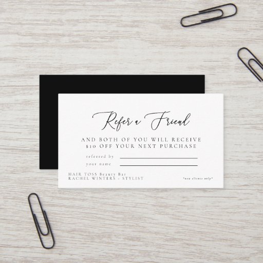 Customizable Salon Refer a Friend Name Discount Business Card
