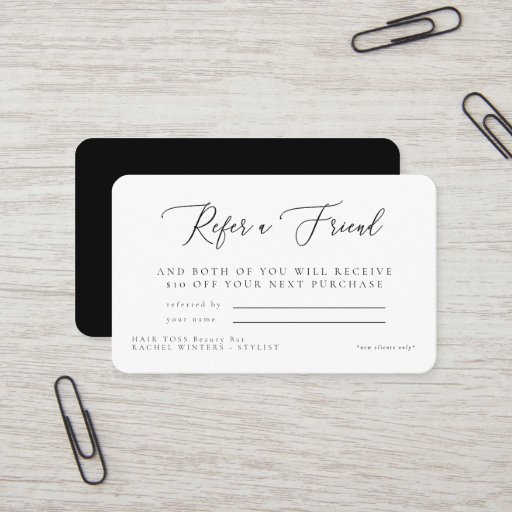 Customizable Salon Refer a Friend Name Discount Rounded Business Card