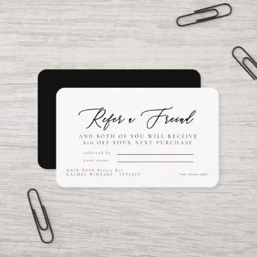 Salon Refer a Friend Name Discount Rounded  Business Card