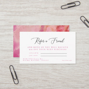 Salon Refer a Friend Pink Discount Business Card