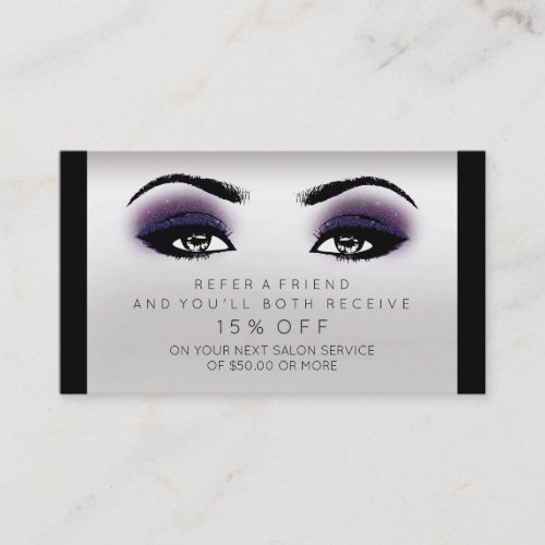 Salon Referential Card Lashes Makeup Purple Gray