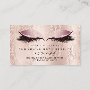 Salon Referral Card Damask Makeup Pink Lashes Glam