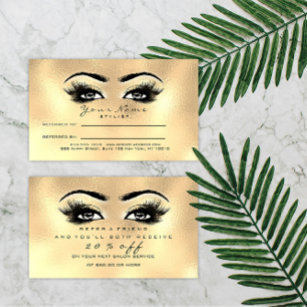 Salon Referral Card Gold Makeup Lashes Extension