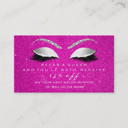 Salon Referral Card Hot Pink Gray Lashes