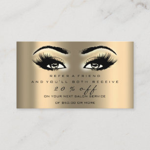 Salon Referral Card Makeup Artist Gold Glam Lashes