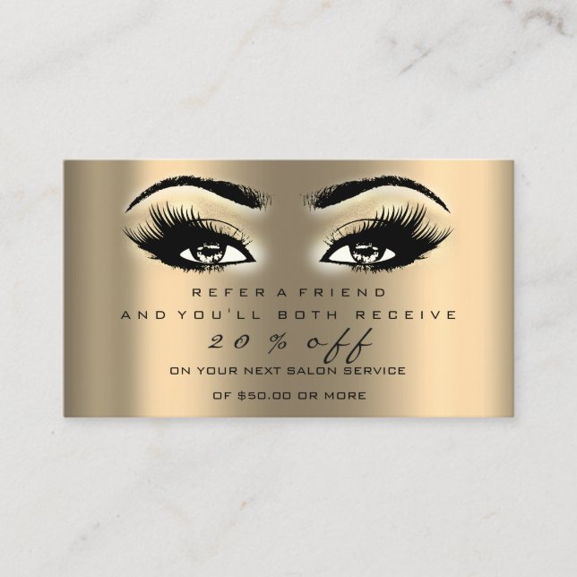 Salon Referral Card Makeup Artist Gold Glam Lashes (Front)