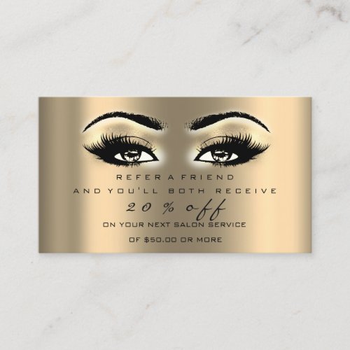 Salon Referral Card Makeup Artist Gold Sepia Lash