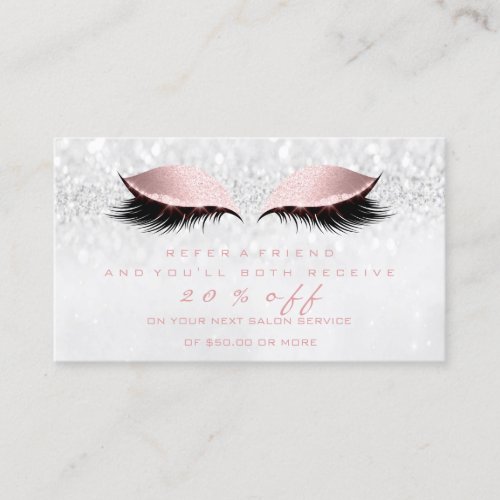 Salon Referral Card Makeup Pink Girly Lash Gray