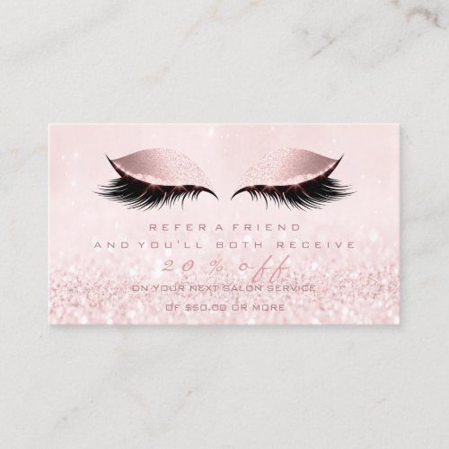 Salon Referral Card Makeup Pink Girly Lashes