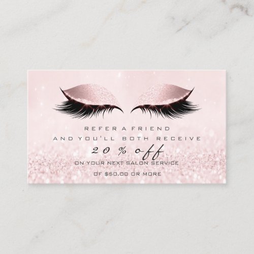 Salon Referral Card Makeup Pink Princess Lashes