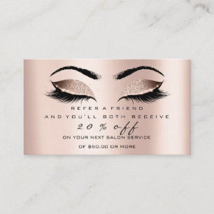 Salon Referral Card Makeup Pink Rose Lashes