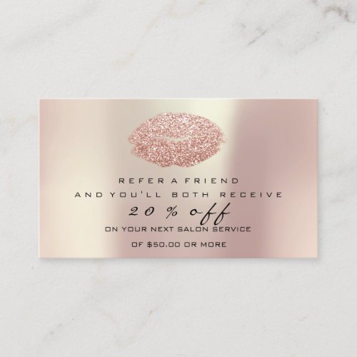 Salon Referral Card Makeup Rose Gold Blush Lips