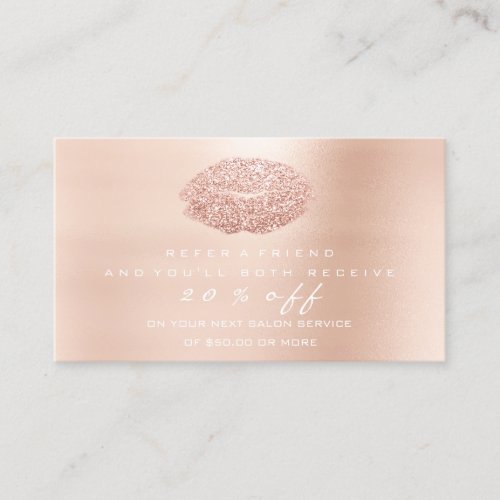 Salon Referral Card Makeup Rose Gold Copper Lips