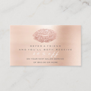 Salon Referral Card Makeup Rose Gold Gray Grey Lip