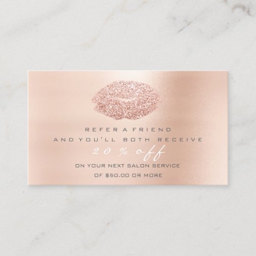 Salon Referral Card Makeup Rose Gold Gray Grey Lip