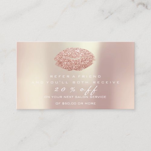 Salon Referral Card Makeup Rose Gold Pink Lips