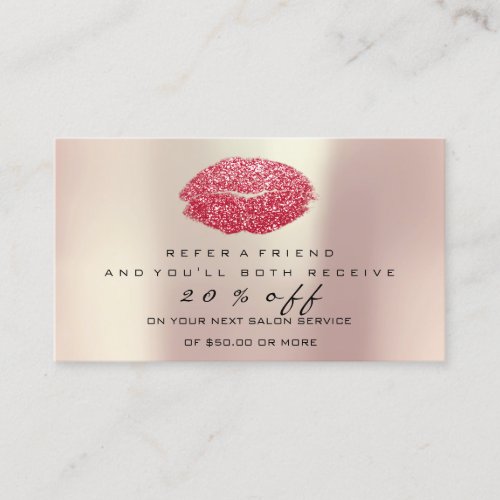 Salon Referral Card Makeup Rose Red Blush Lips