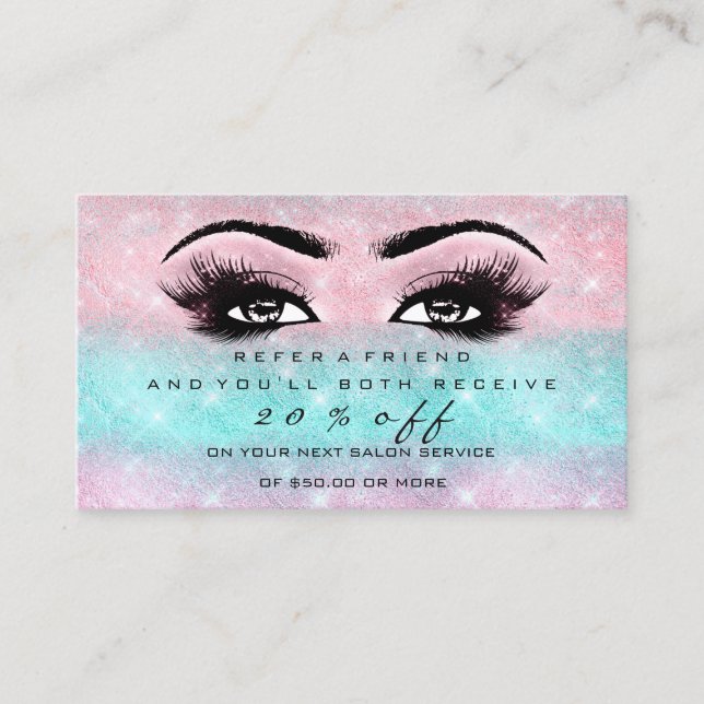 Salon Referral Card Ocean Makeup Lashes Extension (Front)