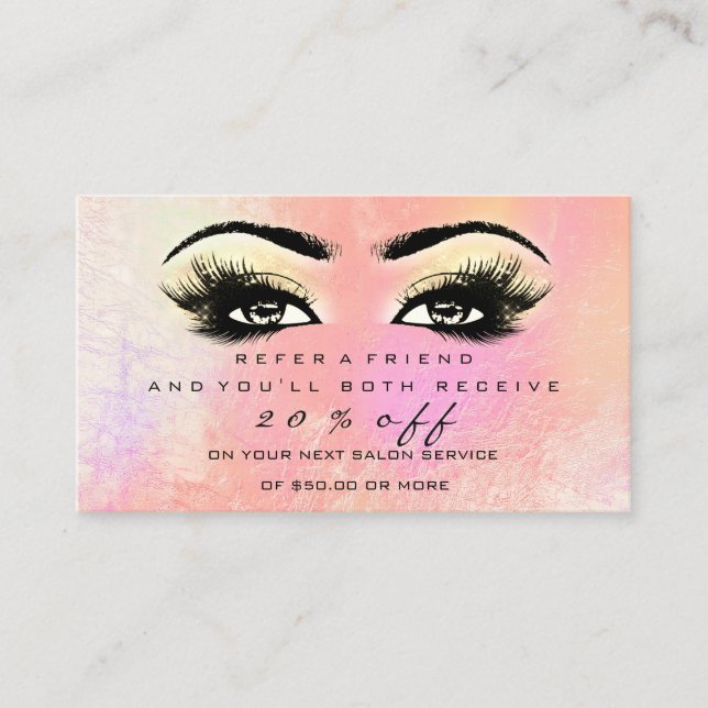 Salon Referral Card Peach Makeup Lashes Extension (Front)