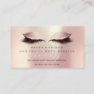 Salon Referral Card Pink Makeup Lashes Blush