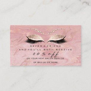 Salon Referral Card Pink Makeup Lashes Marble