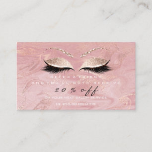 Salon Referral Card Pink Makeup Lashes Marble