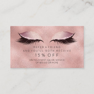 Salon Referral Card Pink Rose Makeup Lashes Glass