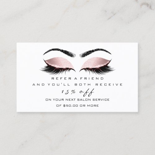 Salon Referral Card Pink White Makeup Lashes