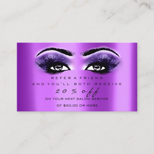 Salon Referral Card Purple Makeup Lashes Extension