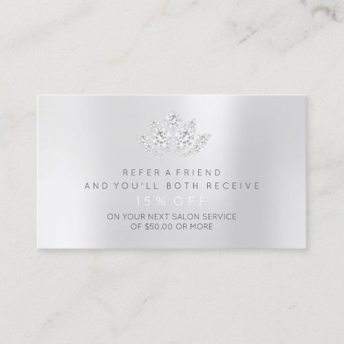Salon Referral Card Silver Gray VIP Diamond Lotus