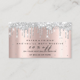 Salon Referral Card Silver Makeup Lashes Nails Wax