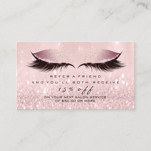 Salon Referral Card Skinny Makeup Pink Lashes Glam