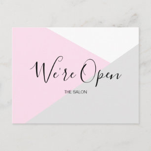 Salon Safety: Modern Pink and Grey Reopening Annou Postcard