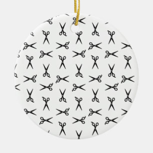 Salon Scissors Barbershop CUSTOM BACKGROUND COLOR Ceramic Ornament
