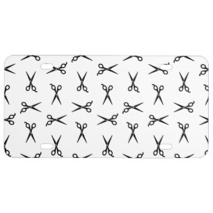Salon Scissors Barbershop CUSTOM BACKGROUND COLOR License Plate